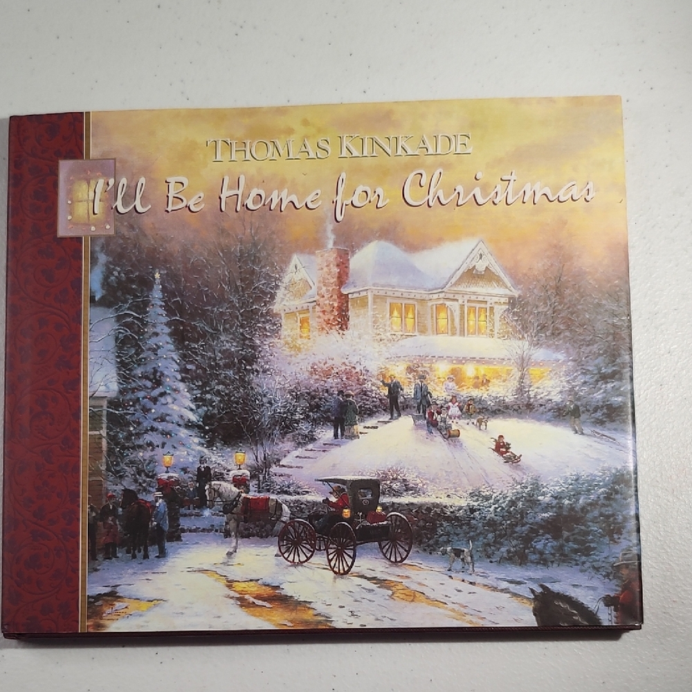 Thomas Kinkade Christmas Scene Coffee Table Book - Red, White, Brown
